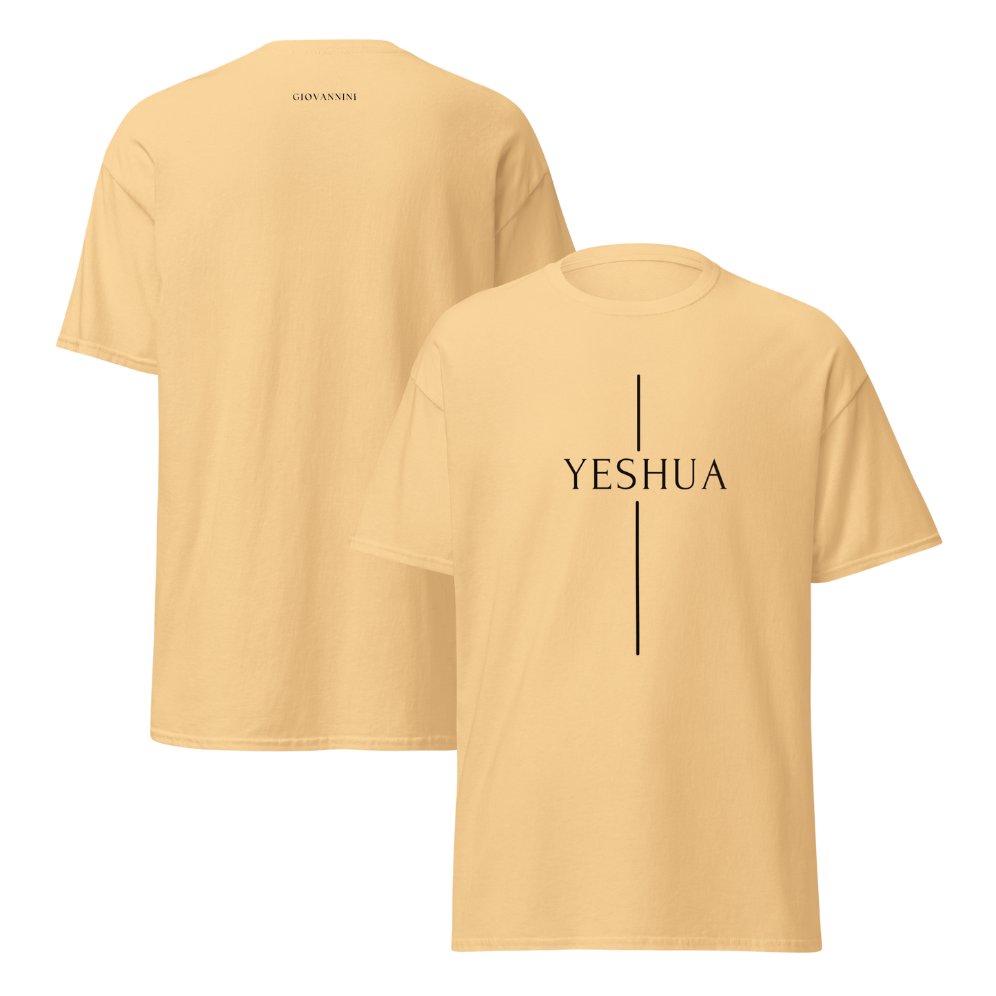 Unisex Classic Tee with Geometric Cross & YESHUA in Hebrew Pronunciation
