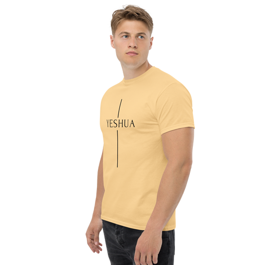 Unisex Classic Tee with Geometric Cross & YESHUA in Hebrew Pronunciation